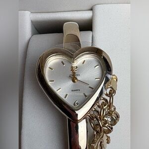 Minicci Gold Tone Heart Bangle Watch with Charms | Women's Quartz NWT